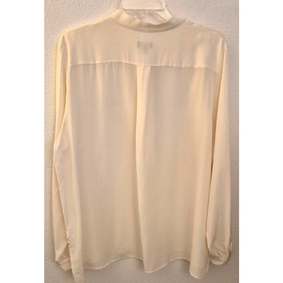 Talbots Cream 100% Silk Long Sleeve Pullover Tunic Top Chest Pockets Sz XLP EUC - Picture 3 of 7